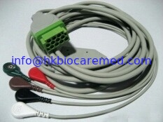 Китай Совместимый кабель руководства ECG GE 5 с щелчковым концом, AHA 411910-002, для монитора ЧЕРТОЧКИ 3000 поставщик